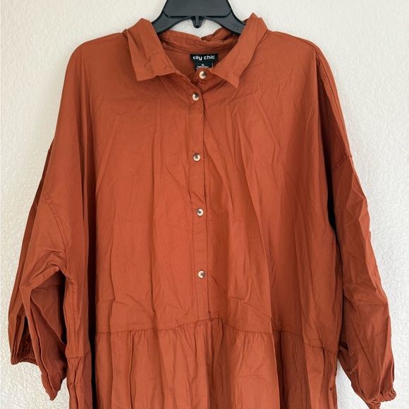 City Chic Plus Size Kara Tiered Midi Dress Amber - Picture 3 of 4